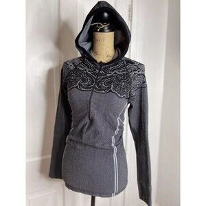 Athleta Twist Half Zip Performance Hoodie Women Size S Black/Gray Style 930289